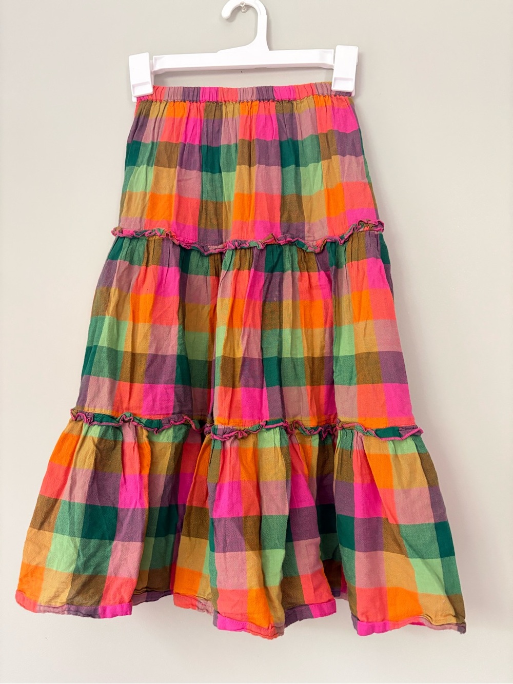 Pink Chicken Multicolor Madras Plaid Skirt Size 8Y